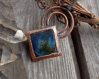 Copper necklace with Labradorite, witchy and earthy