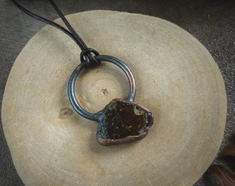 Copper necklace with natural Baltic amber