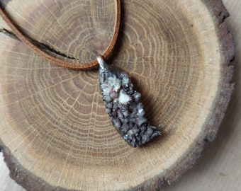 Druzy quartz (hand dug) and recycled copper pendant