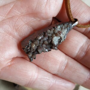 Druzy quartz hand dug and recycled copper pendant image 2