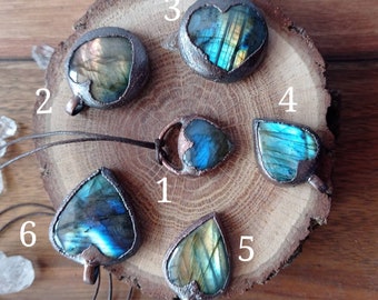 Labradorite heart electroformed raw pendants