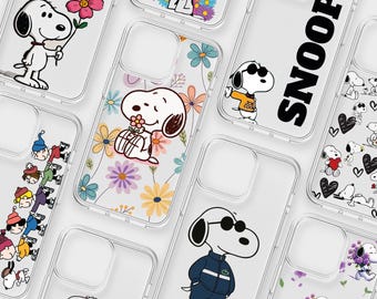 Snoopy Klare Handyhülle | Minimale Cartoon Handyhülle für iPhone ~ Samsung ~ Pixel