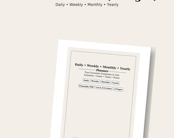 Minimalist Planner Bundle • Daily, Weekly, Monthly, Yearly (Digital Download)
