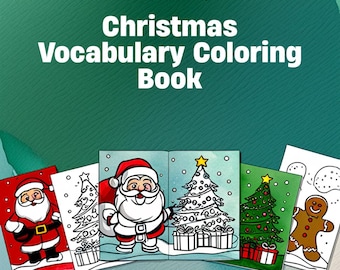 Christmas Coloring Book | Kids Vocabulary Activity Pages (PDF Pattern)