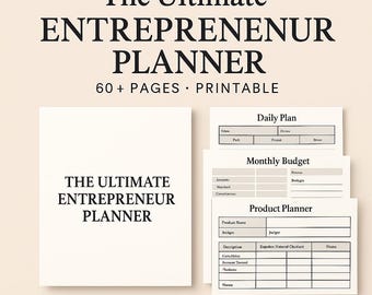 Entrepreneur Business Planner Bundle - 60 Pages | Minimalist Printable, Finance & Lifestyle Tracker (PDF)