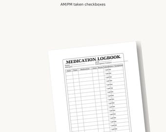 Medication Logbook (Printable PDF)