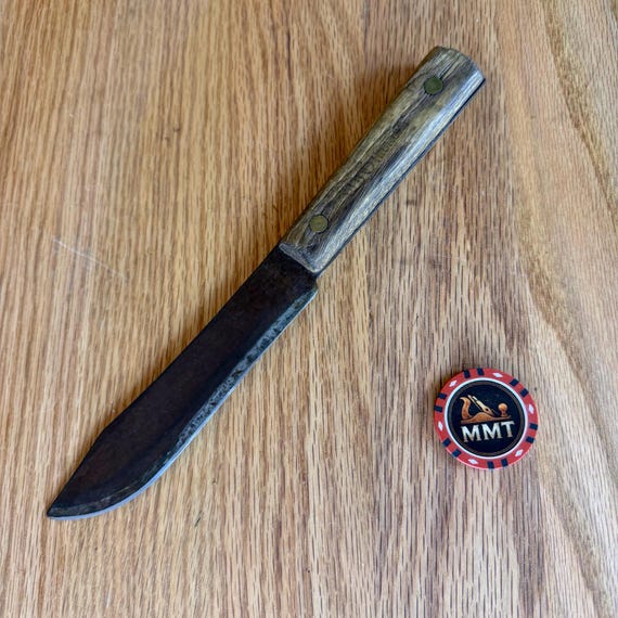 Vintage Old Hickory Butcher Knife 6 Inch Carbon Steel Blade Ontario USA Kitchen Utility Knife Wood Handle