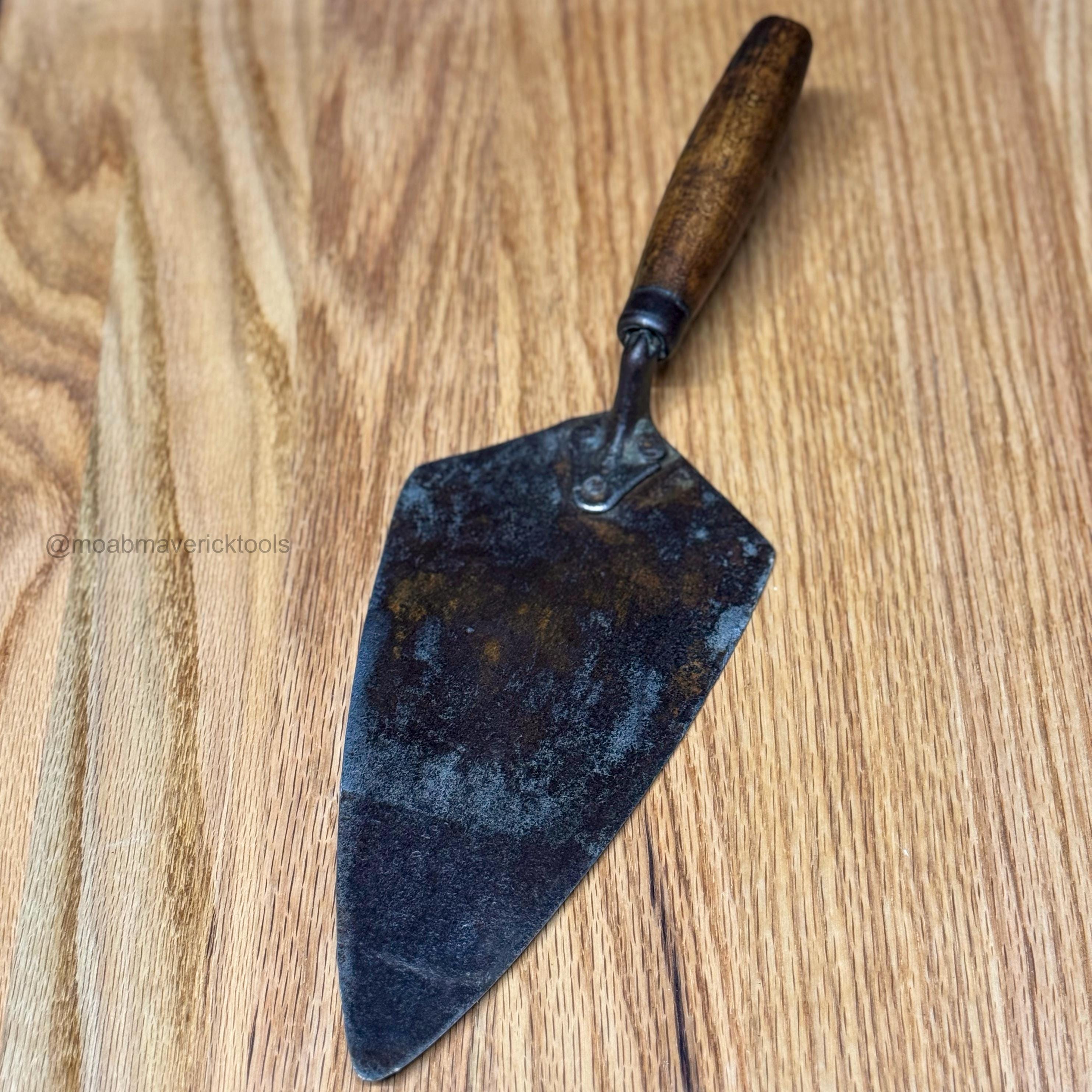 Vintage Forged Steel Pointing Trowel – Original Wood Handle Mason Tool