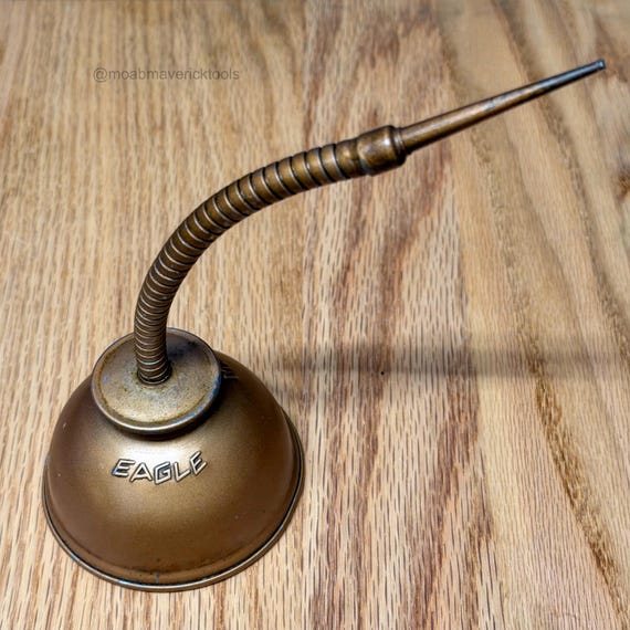 Vintage Eagle Thumb Oiler Copper Tone Flexible Spout Oil Can Made in USA