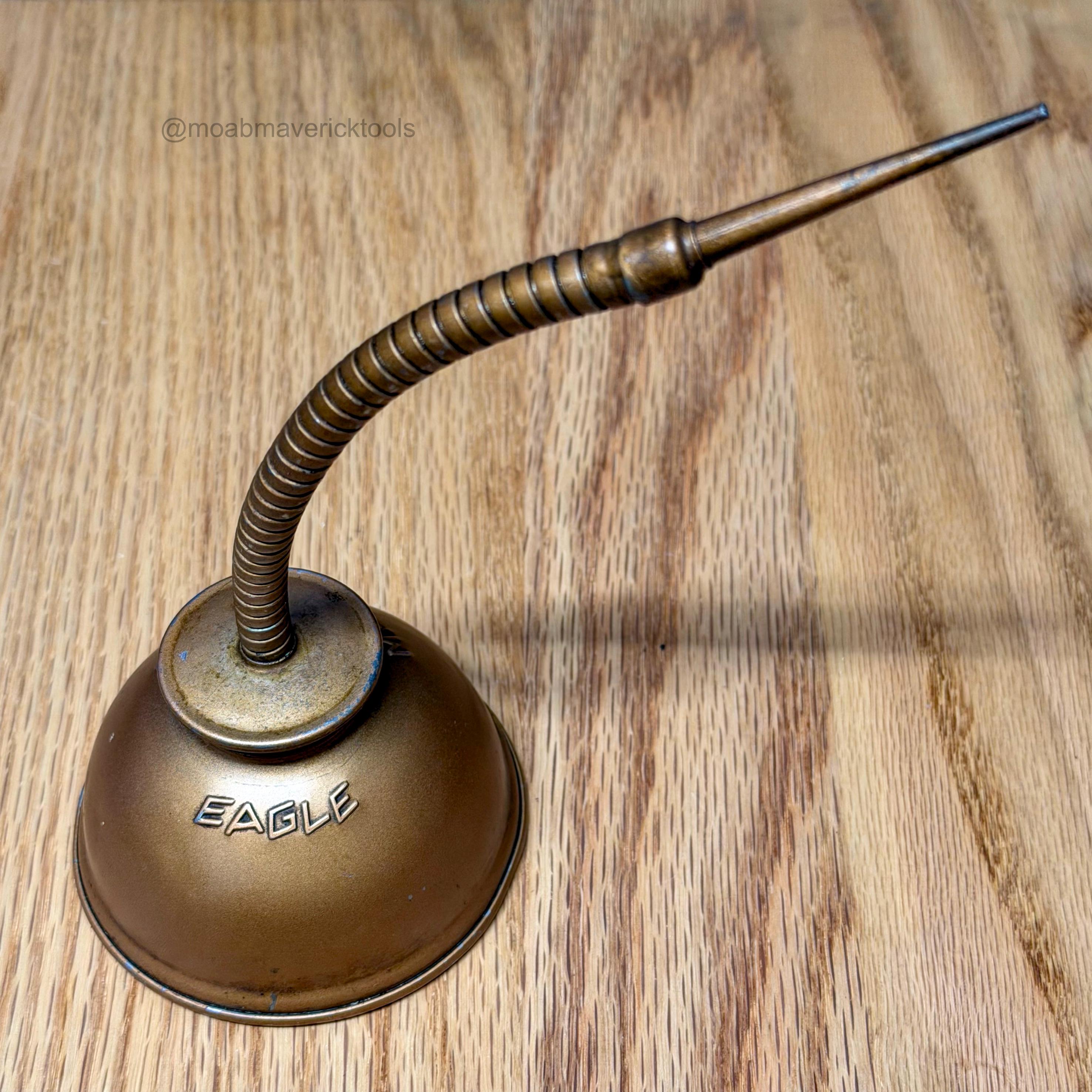 Vintage Eagle Thumb Oiler Copper Tone Flexible Spout Oil Can Made in USA