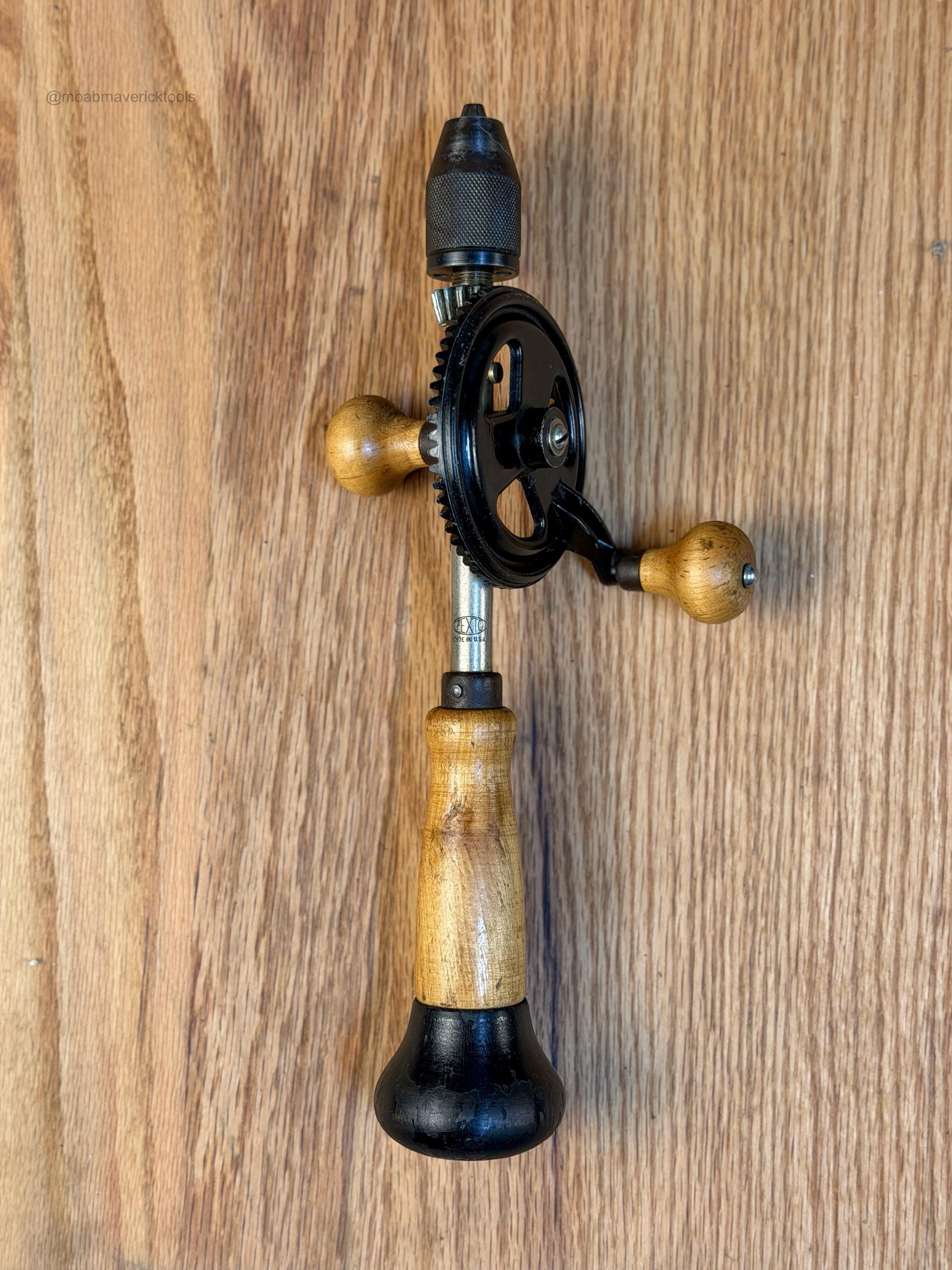 Vintage PEXTO Eggbeater Hand Drill, Made in USA, Restored Crank Drill, Woodworking Tool, Carpenter Shop Decor