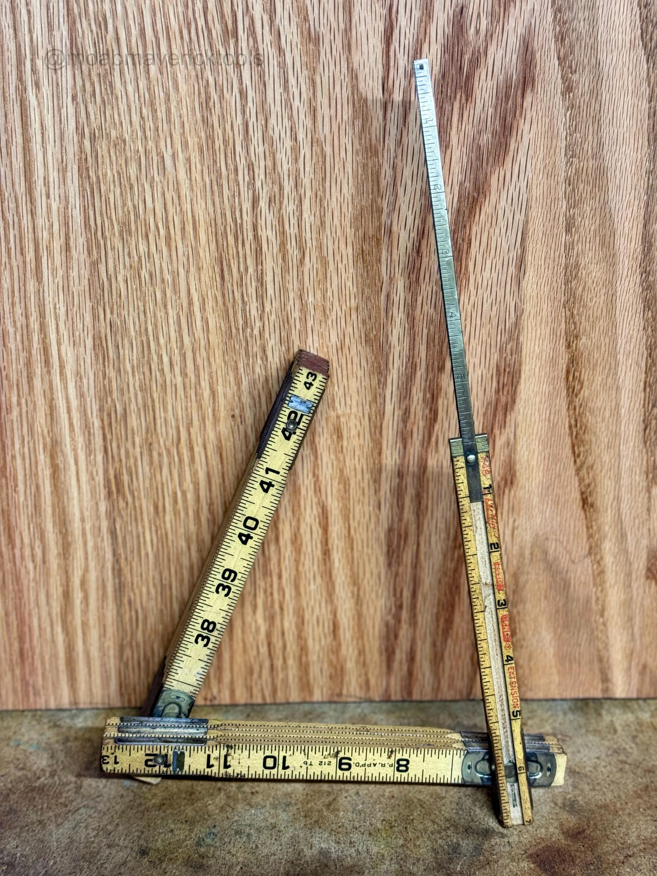 Vintage Lufkin X48 Red End 8-Foot Folding Extension Rule – Wood Carpenter’s Measuring Tool / Shop Decor