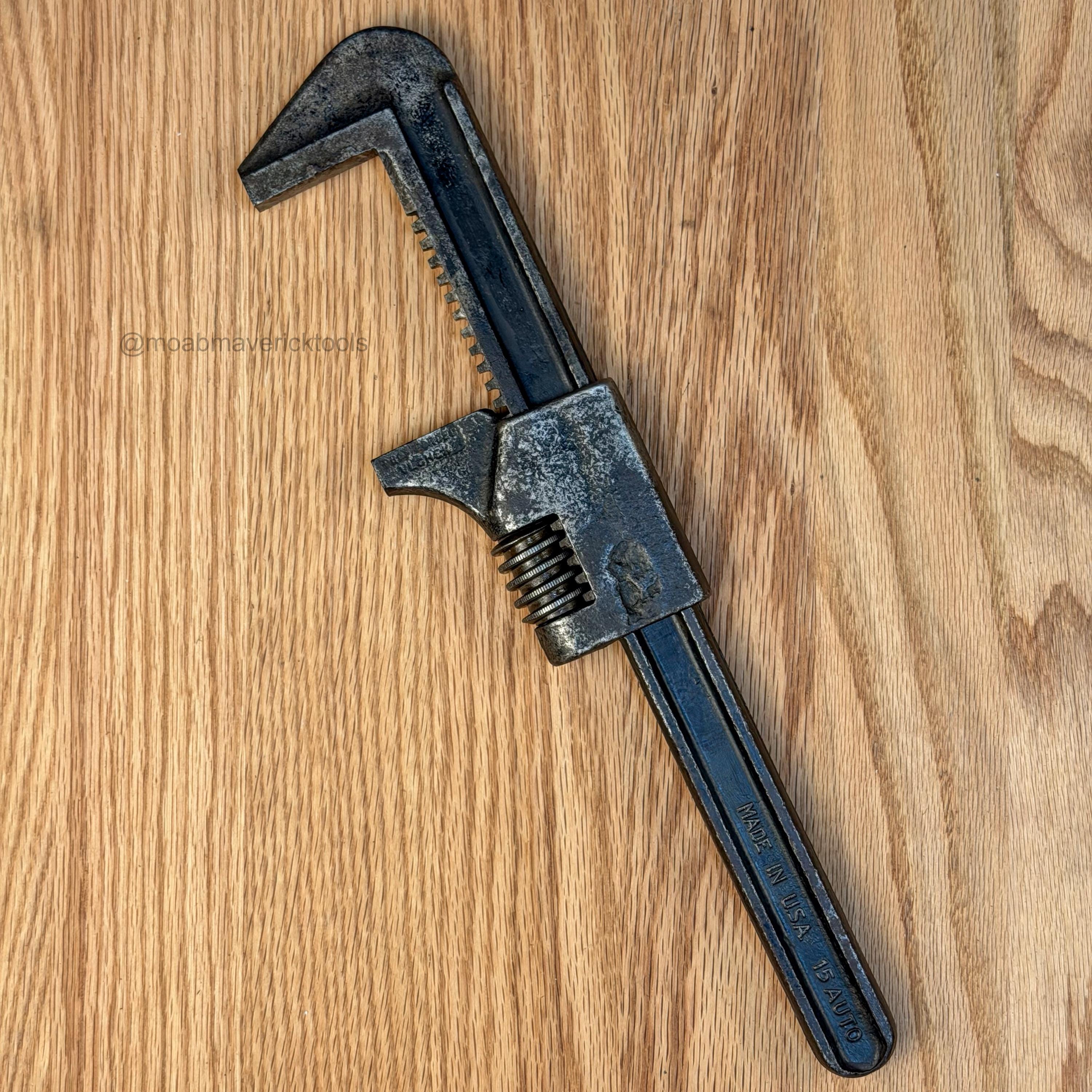 Vintage Vlchek Auto Wrench 15 Inch Adjustable Monkey Wrench Made in USA