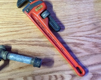 Vintage RIDGID 14" heavy duty pipe wrench – USA made straight plumber’s wrench, restored & ready to work