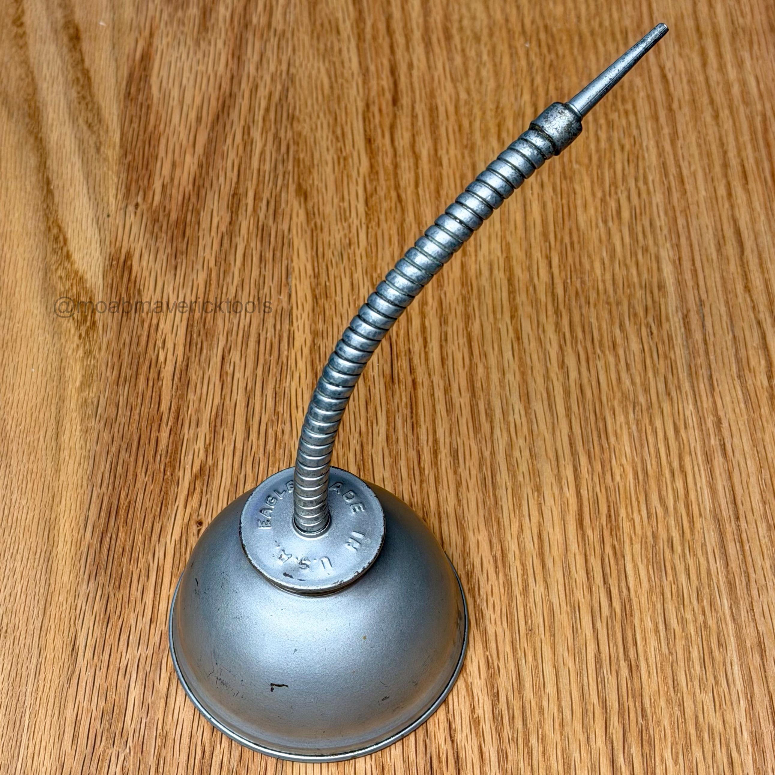 Vintage Eagle Thumb Oiler, Flexible Spout Metal Can, Machinist Garage Tool
