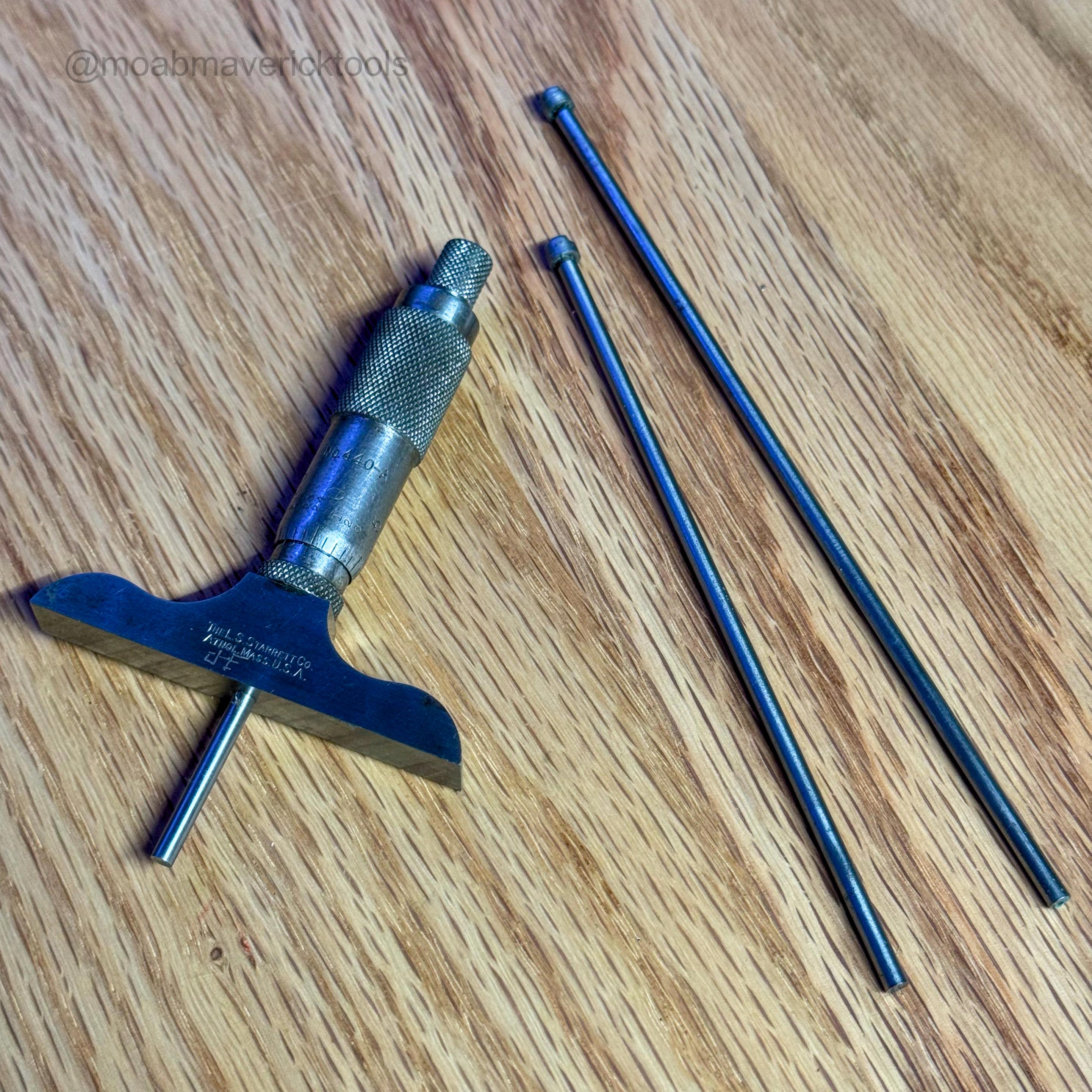 Vintage Starrett Depth Micrometer No. 440-A – 1” Travel, 3 Rods