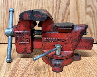 Vintage Columbian Bench Vise 3.5 Inch Swivel Base, Cleveland USA Shop Tool