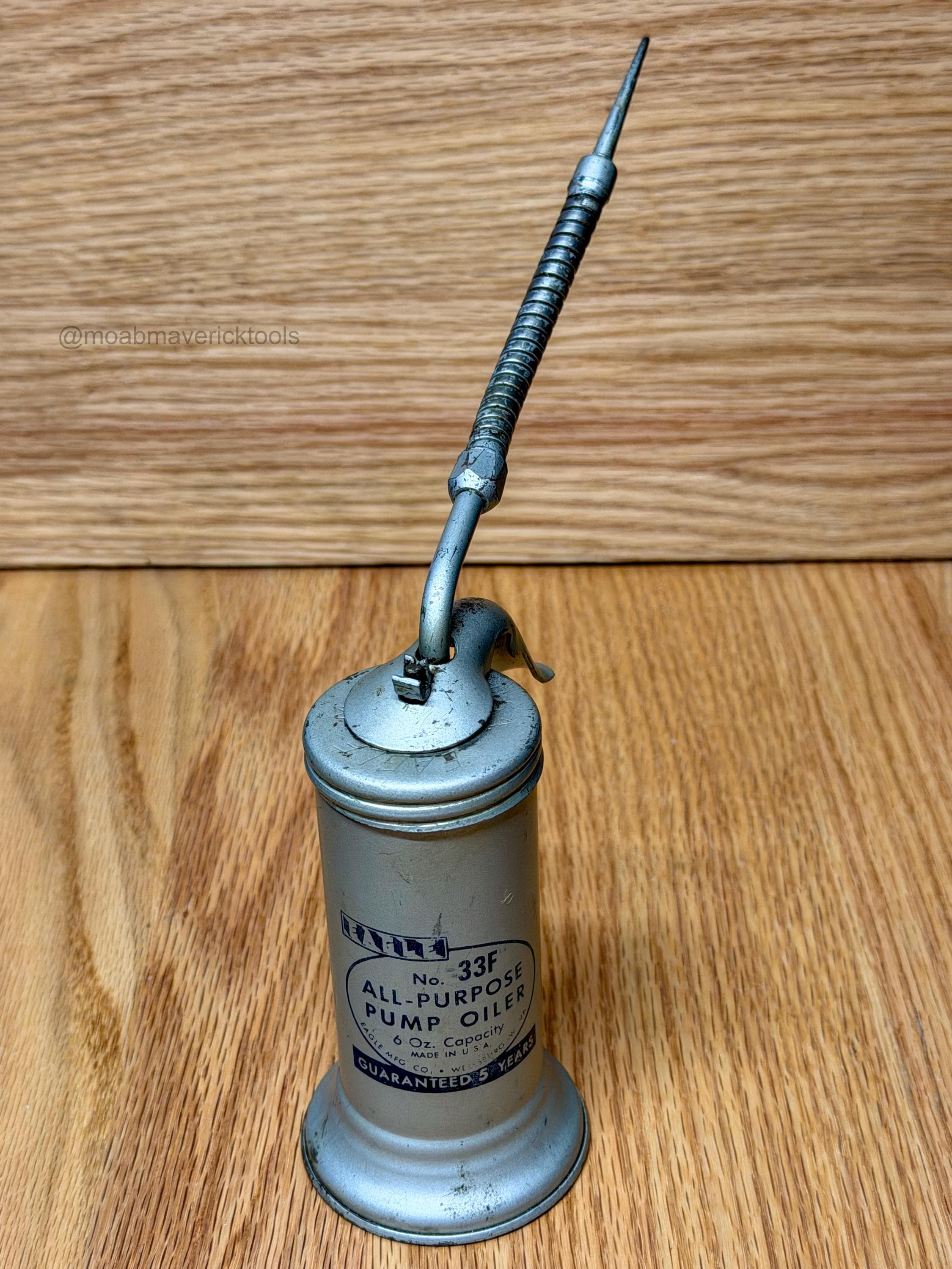 Vintage Eagle No. 33F Pump Oiler: 6 Oz Flexible Spout Oil Can (Made in USA)
