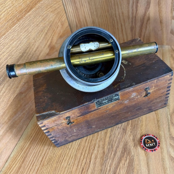 Vintage Bostrom No. 2 Farm Level Surveying Instrument Brass Scope Wood Case