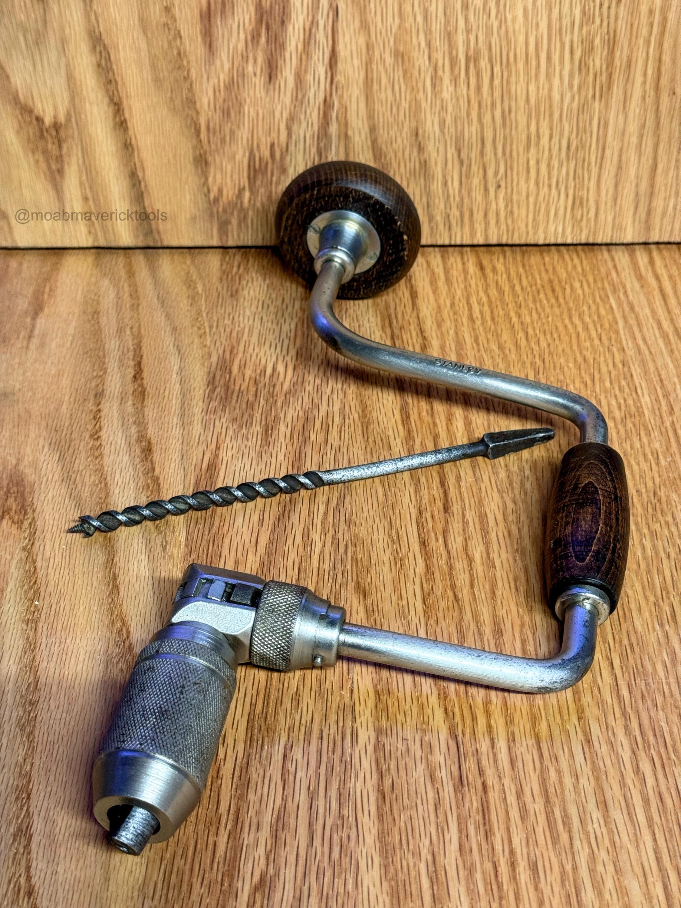 Vintage Stanley 965N Ratcheting Brace with 5/16" Auger Bit – Woodworking Hand Drill