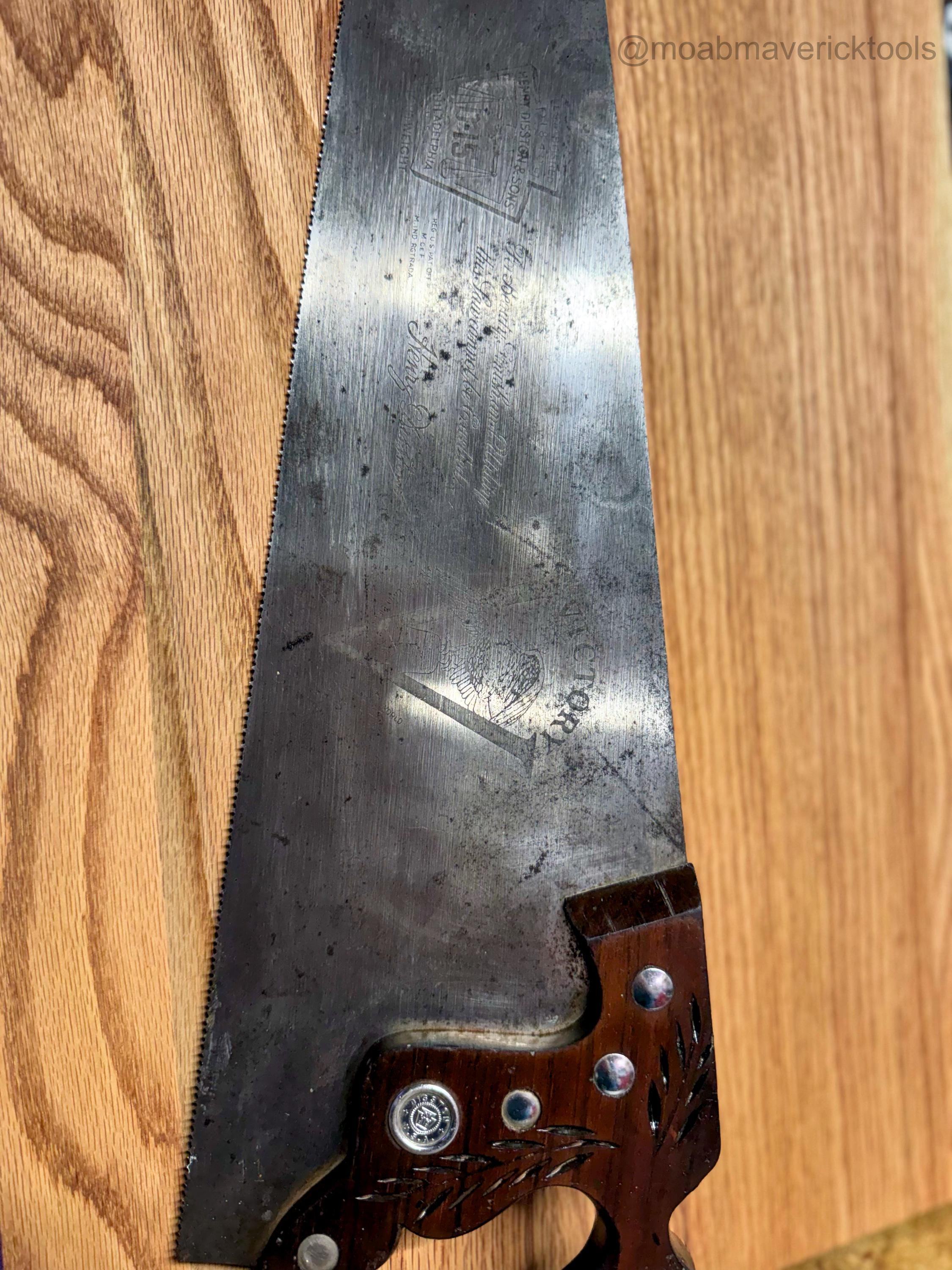 Vintage Disston D-15 Victory hand saw – lightweight 11 TPI crosscut, sharpened & ready to use
