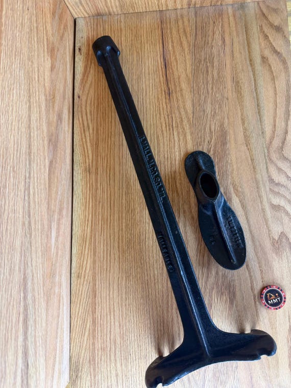 Antique Cobbler Shoe Last Stand 23 Inch Tall Champion Cast Iron Shoemaker Tool Industrial Decor