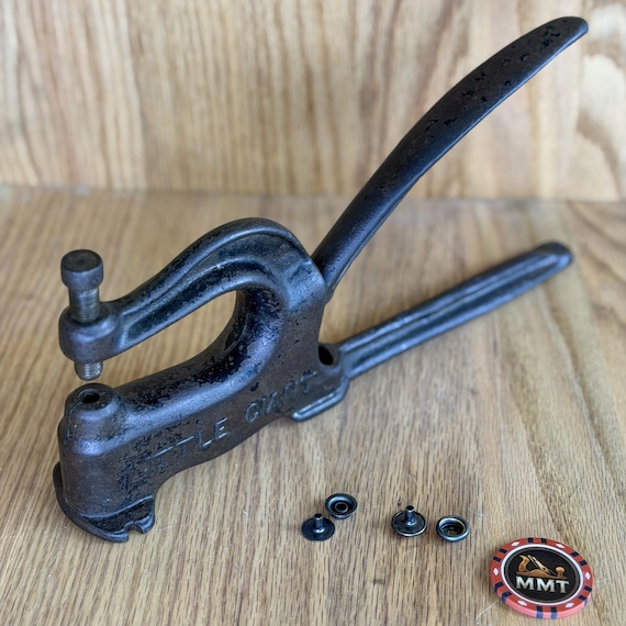 Vintage Little Giant Rivet Press Punch – Cast Iron Hand Tool – Leatherworking Bench Tool