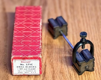 Vintage Starrett No. 271C Drill Blocks w/ Clamp & Original Box – USA Machinist Tool