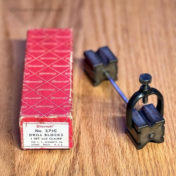Vintage Starrett No. 271C Drill Blocks w/ Clamp & Original Box – USA Machinist Tool
