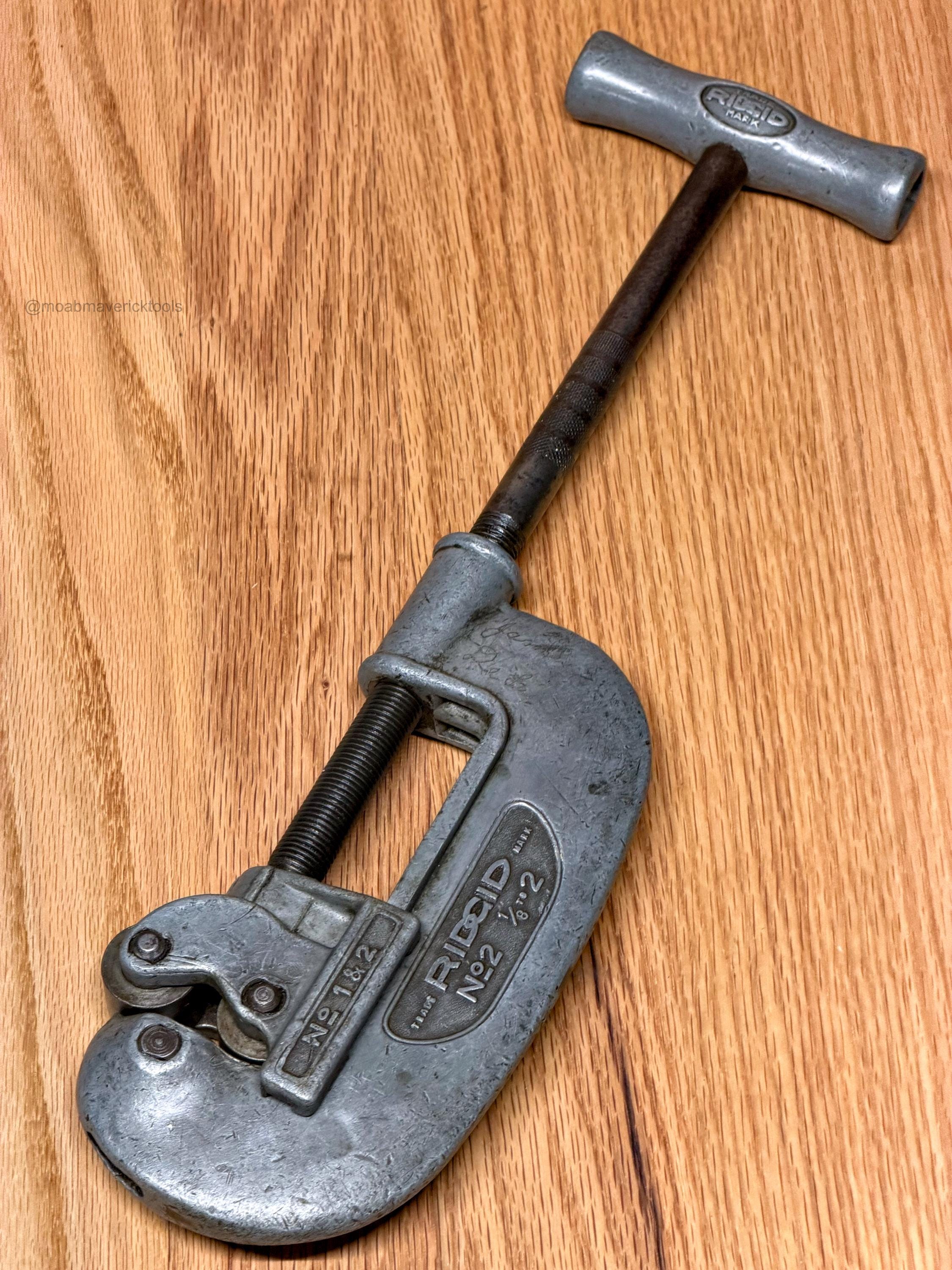 Vintage Ridgid Pipe Cutter No 2, 1/8 to 2 Inch, Early Elyria USA Plumbing Tool