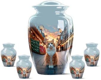 Custom Cat Urn for Human Ashes, Burial Urn for Pet Lover, Decorative Cremation Urn for Adult Female Ashes, Cuty Kitty Funeral Ash Holder