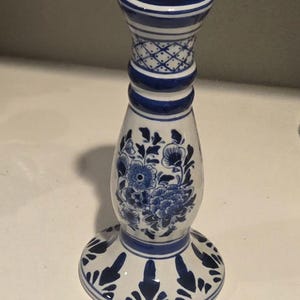 Blå och vit, Centrum porslinsljusstake, blomstermotiv