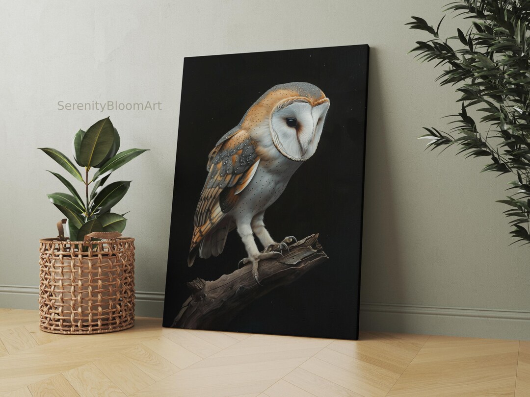 Owl Canvas Art for Rustic Wall Decor, Realistic Barn Owl Wall Print for ...
