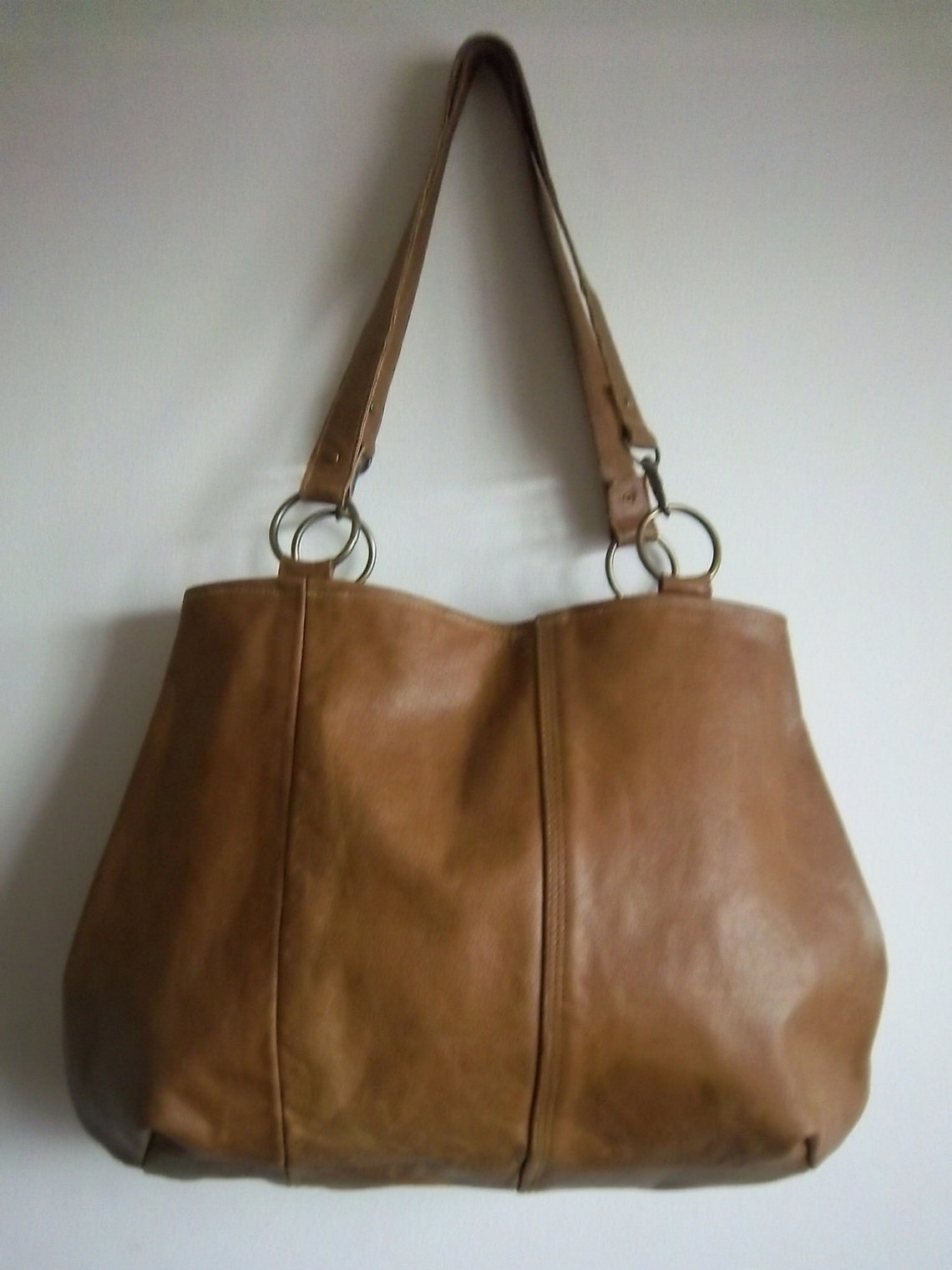 Recycled Leather bag Tan leather convertible shoulder/cross Etsy