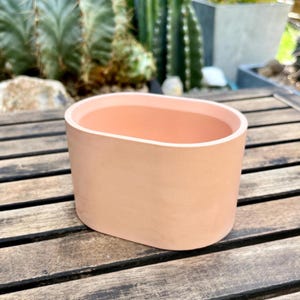 Narrow Succulent Pot with Drainage Holes, Small Indoor Outdoor Terracotta Style Cactus Planter