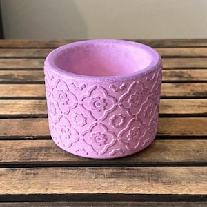 4 inch Round Indoor Outdoor Succulent Planter, Small Cactus Pot with Drainage Holes, Handmade Boho Flowerpot