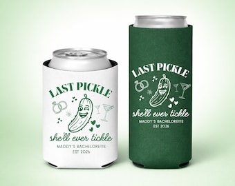 El último pepinillo que le hará cosquillas a la despedida de soltera, enfriadores de latas divertidos para despedidas de soltera, enfriadores de latas para damas de honor