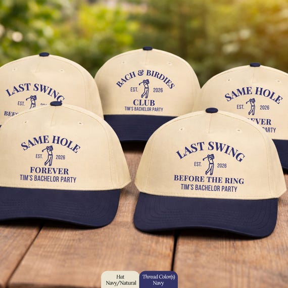 Golf Bachelor Party Hats, Embroidered Bachelor Party Hats, Bachelor Party Golf, Last Swing Before the Ring, Same Hole Forever, Bachelor Gift