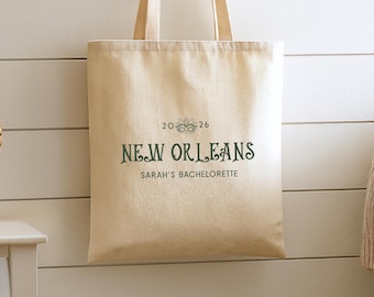 Bolsa de tela para despedida de soltera de Nueva Orleans, temática de despedida de soltera de Nueva Orleans, bolsa de tela para dama de honor.