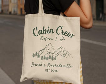 Cabin Crew Before I Do Bachelorette Tote Bag, Bridal Party Favors, Camp Bachelorette Mountain Bachelorette