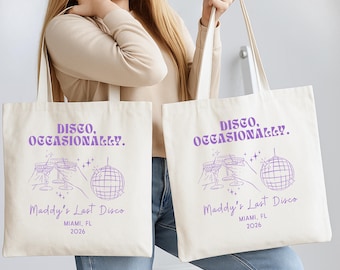 Bolsa de tela "Último baile de despedida de soltera", ...Discoteca de vez en cuando", "Despedida de soltera de Harry Styles", "Regalos para damas de honor", "Recuerdo de dama de honor"