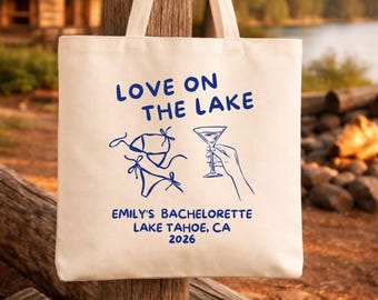 Bolsa de mano para despedida de soltera "Amor en el lago", bolsa de mano para despedida de soltera en campamento, recuerdos para despedidas de soltera en campamento, temática de despedida de soltera en el lago