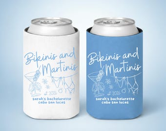 Enfriadores de latas para despedidas de soltera, bikinis y martinis, hielera personalizada para damas de honor, despedida de soltera con martinis, regalos para damas de honor, regalos para despedidas de soltera