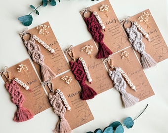 Bulk Wedding Favors, Personalized Macrame Keychain, Bridesmaid Proposal Gifts