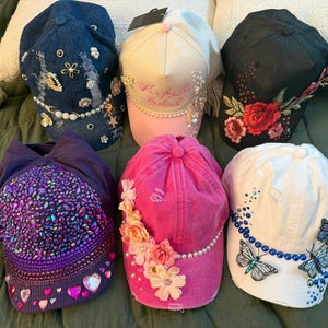 Rhinestone and Pearls Baseball Cap - Etsy display picture 2