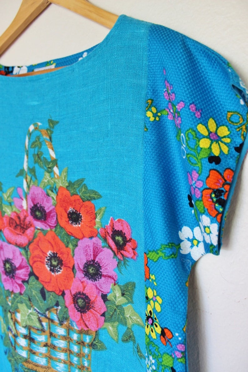 Upcycled Linen Tea Towel Tunic Women Dress Textured Cotton | Etsy