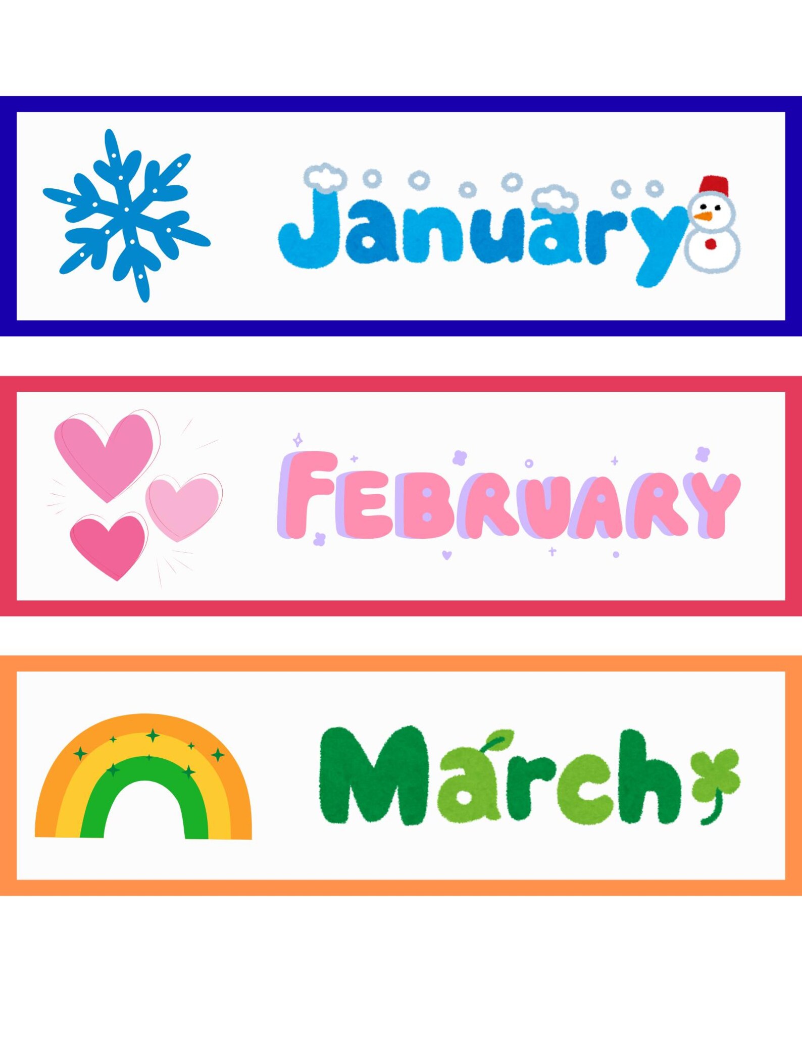 Classroom Calendar Headers | Seasonal Months of the Year (digital ...