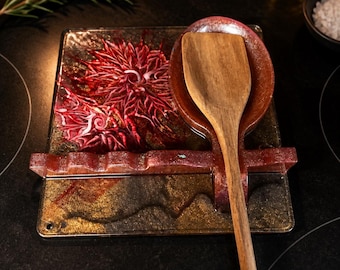 One‑of‑a‑Kind Resin Spoon Rest – Hand‑Poured Functional Art for your Kitchen