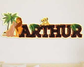 Lion King Custom Name Wooden Wall Decor, Personalized Kids Room Sign, Jungle Theme Nursery Wall Art, Simba Character Name Door Plaque
