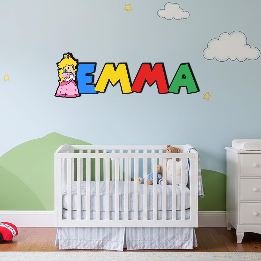 Super Mario Custom Name Door Sign, Personalized Kids Room Wooden Wall ...